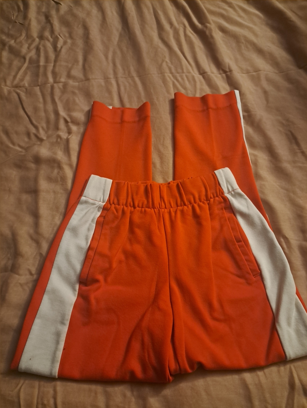 Joe Fresh Orange Track Pants with White Side Stripes